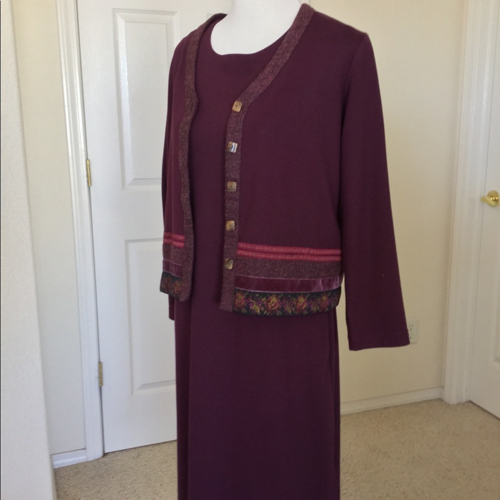 Vintage Coldwater Creek Jacket & Midi Dress 2 Piece Set PS